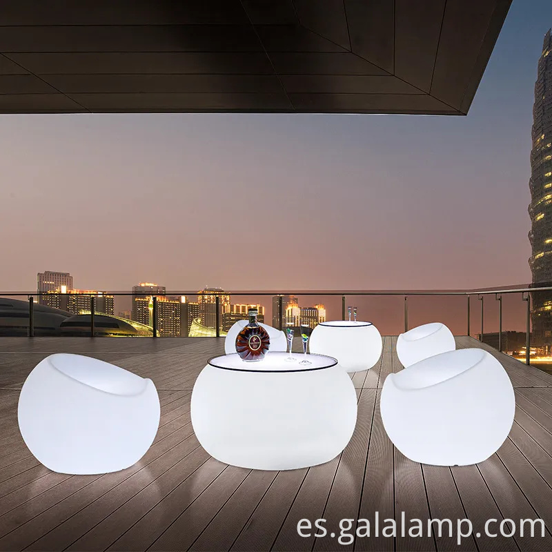 Silla redonda de iluminación LED moderna y mesa de mesa